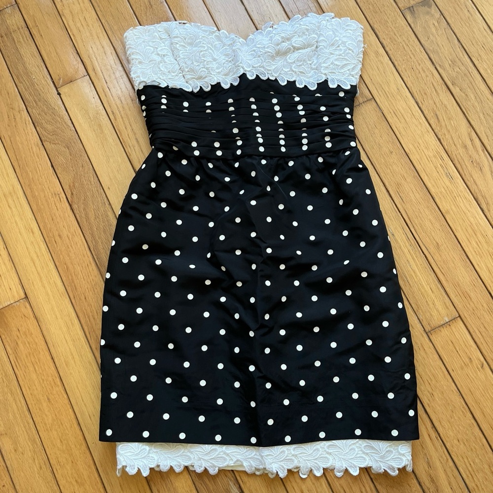 Carol Mignon | Black and White Polkadot Strapless Dress Sz S